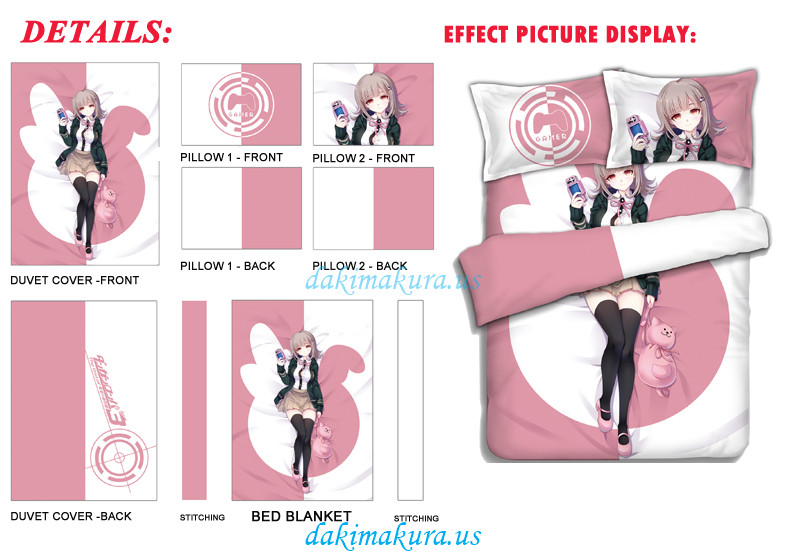 Nanami ChiaKi Anime 4 Pieces Bedding Sets,Bed Sheet Duvet Cover with Pillow Covers